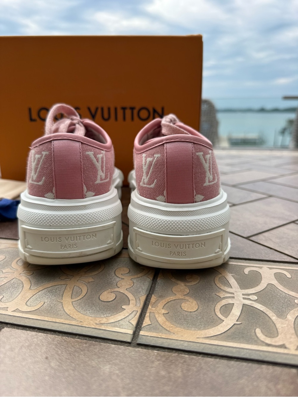 Louis Vuitton Pink Monogram Canvas Low-Top Sneaker (Pink & White) - Picture 9 of 10